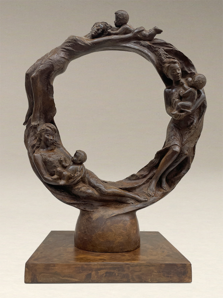 彫刻家 玉野勢三作 ブロンズ像 「ゆめ」 大理石台座 M R6096 【公式通販】