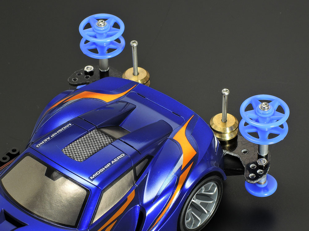 ミニ四駆】2段アルミローラー 8-9㎜ ブルー 【速度UP】9mm加工ローラー