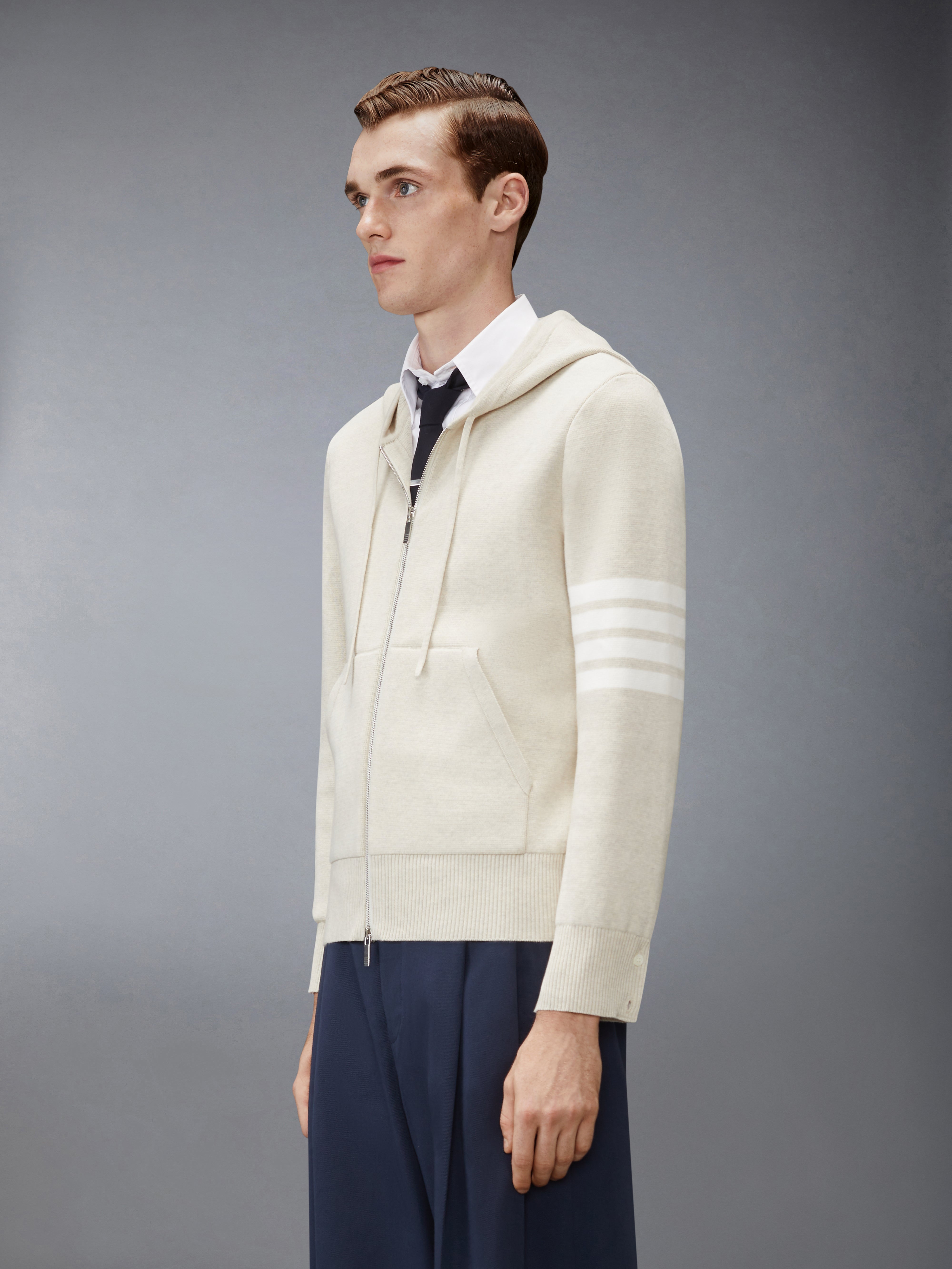 Milano Stitch 4-Bar Zip Up Hoodie | Thom Browne
