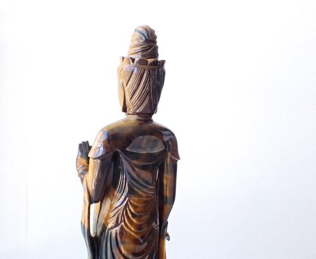 TC0056 【プレミアム】 観音菩薩像／タイガーアイ 1498g