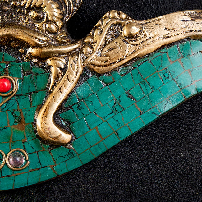 オールドチベット法具大型左巻法螺貝純銀巻きターコイズコーラル象嵌