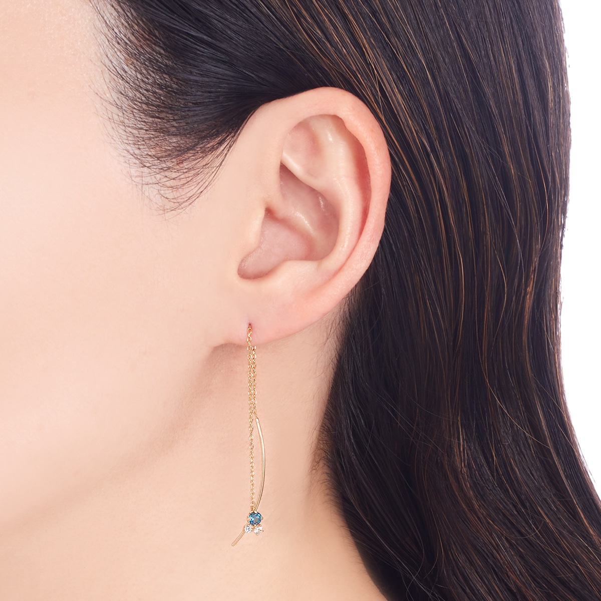 K10イエローゴールドマルチストーンピアス(RPE995-001)|TSUTSUMI