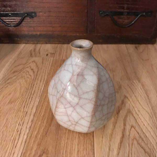 吉田昇包 作 青磁鶴首瓶 共箱・略歴書付 美品 現代陶芸 霊山窯 吉田昇