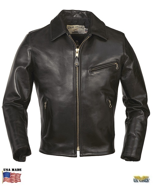 Schott® Men's Classic Horsehide Black Leather Racer Motorcycle