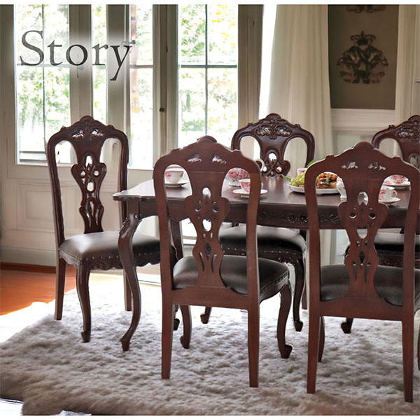 輸入家具 イングランド式 クラシックダイニングセット7P ブラウン