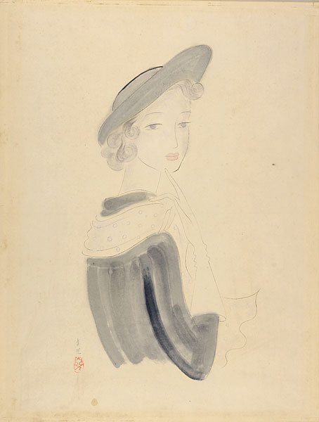 東郷青児の婦人画 サイン入り