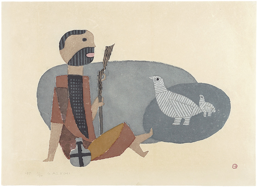 畦地梅太郎 『親子鳥』 1955作 AP 木版画 【公式通販】