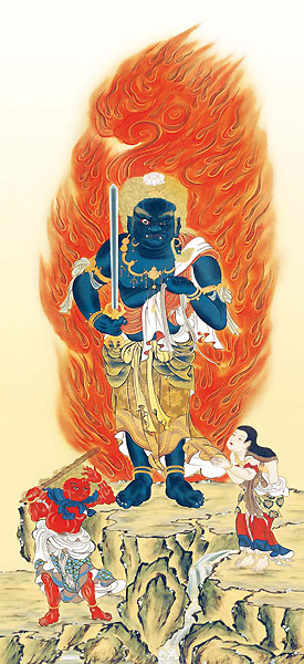 仏画の掛け軸 田村竹世作 不動明王