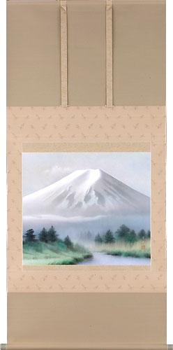 山水の掛け軸 中川幸彦作 富士