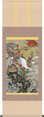 有名作家の掛け軸 伊藤若冲作 旭日鳳凰図