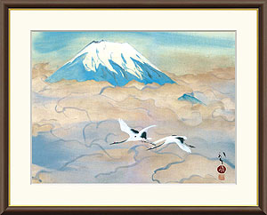 川端龍子 色紙画 芥子の花 淡彩画 サイン在 額装 肉筆 模写 レア即決品