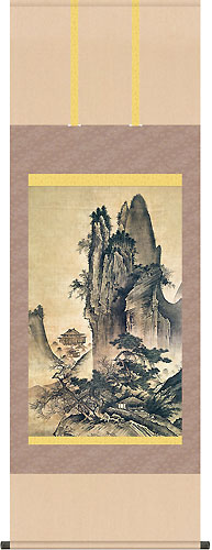 夏山水と船の図 在銘刻印あり 水墨画 掛け軸 有名作家の掛け軸