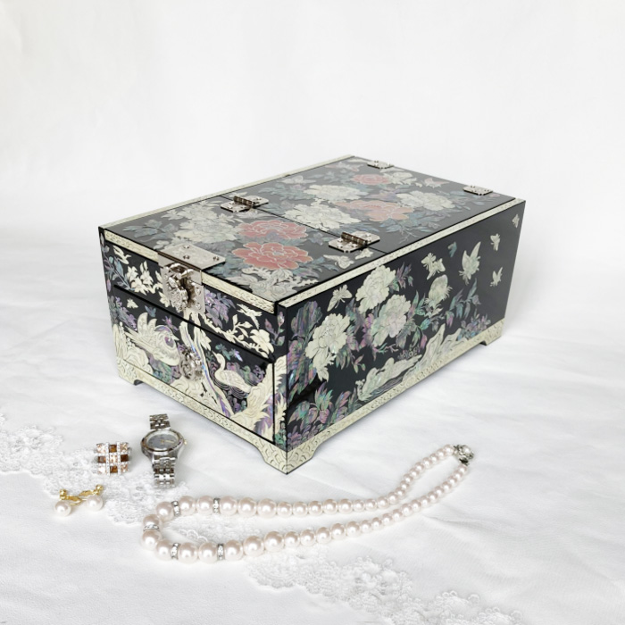 鏡台 持ち運びできる 螺鈿ジュエリーケース アクセサリーボックス 宝石