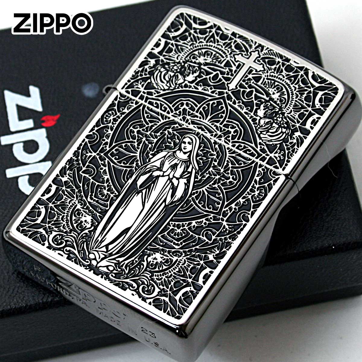 Zippo ジッポー マリア ブラックメタル ペイントプレート ネオブラック