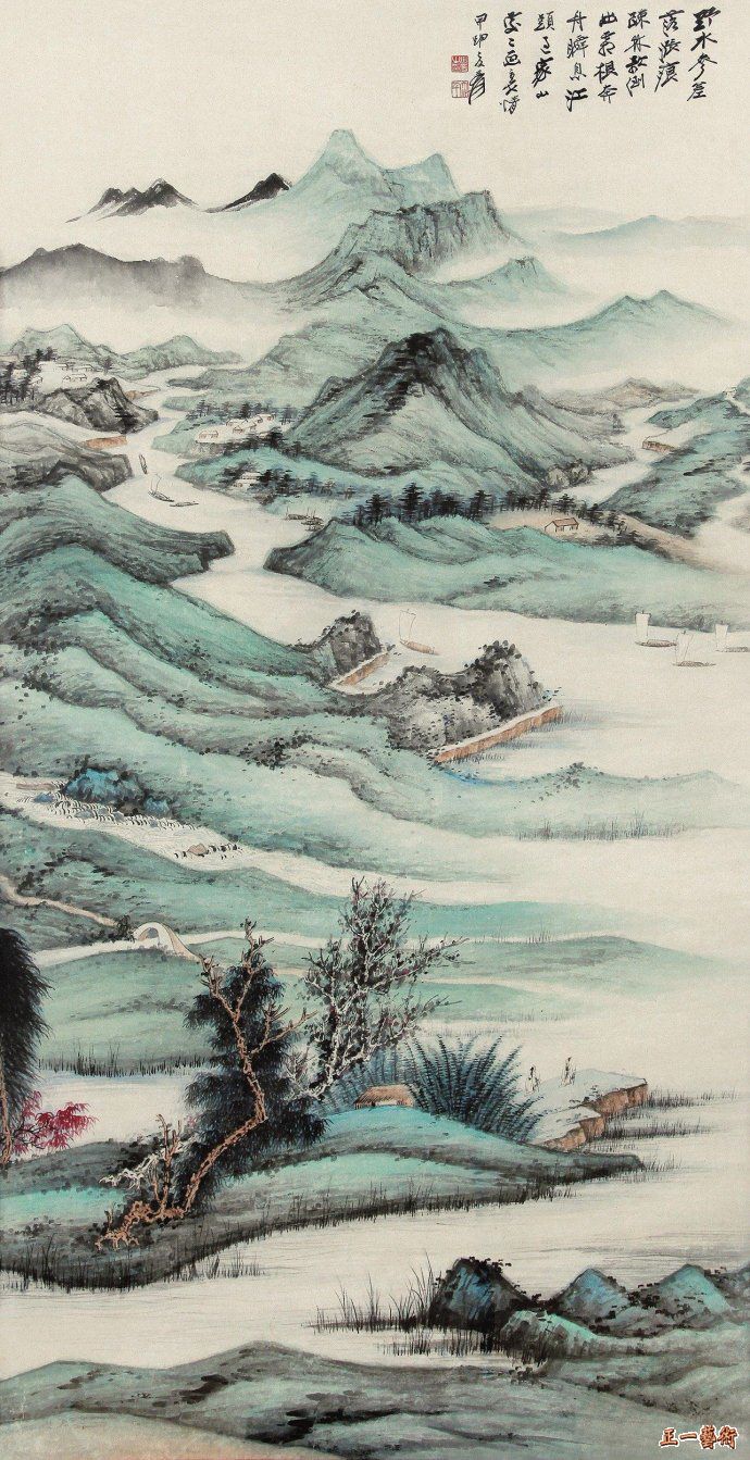 張大千山水画 中国近代山水画家 唐物 唐本 中國美術 肉筆保證 紙本