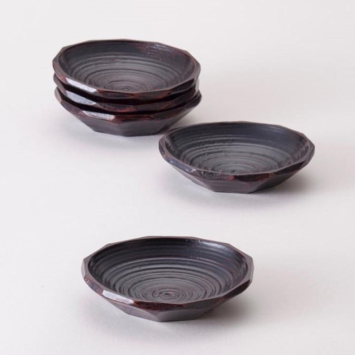 茶道具】茶托5客セット 三代 治兵衛作 小皿