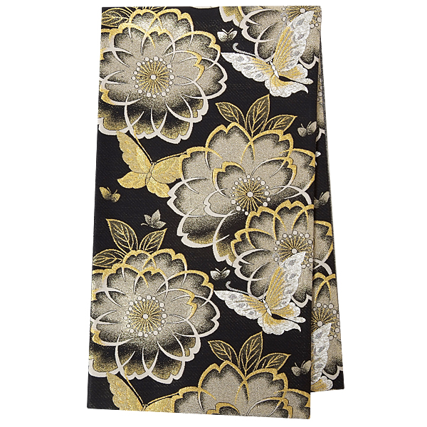 帯単品：B1261 ｜ 振袖用帯 黒金 桜に蝶│ 帯単品レンタル │ 京都着物