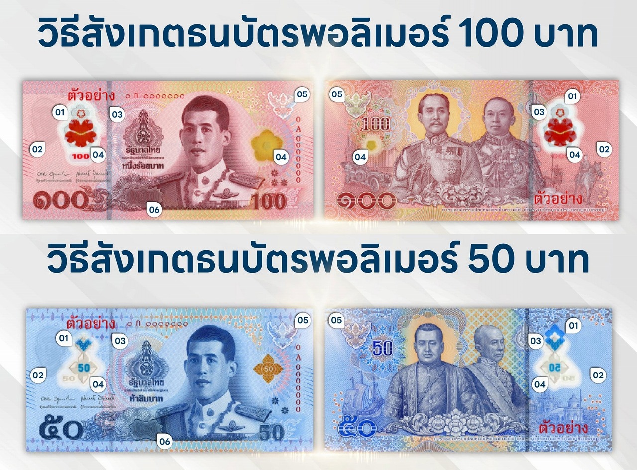 タイ中央銀行、50、100バーツの新ポリマー紙幣を発行。偽造防止と利便