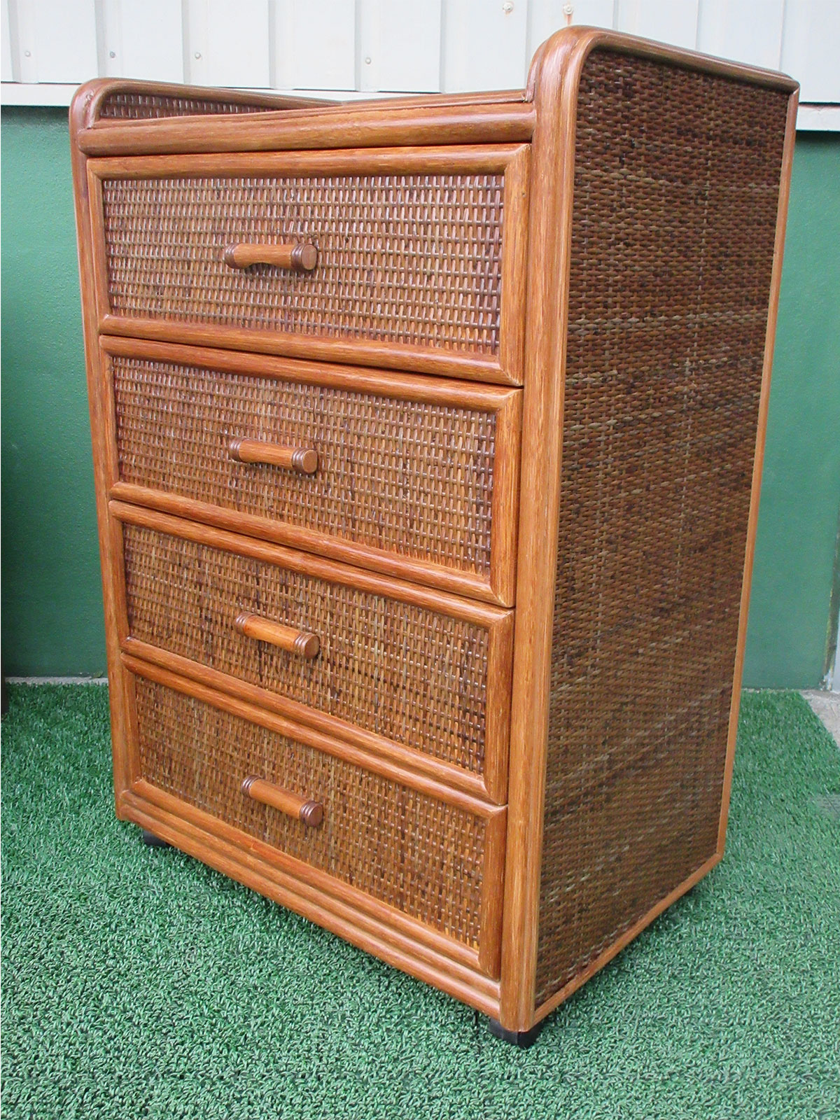 ラタンチェスト 4段 籐家具 ビンテージ 電話台 収納 ラタン タンス