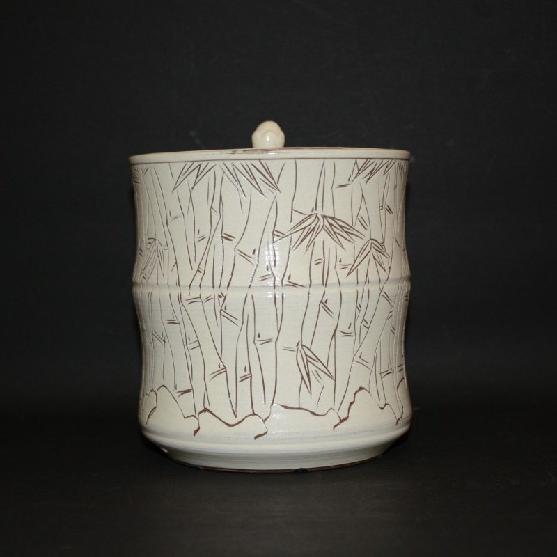 高麗粉引彫竹文水指 韓国 人間文化財 李段九 古物 29000円 美術工芸