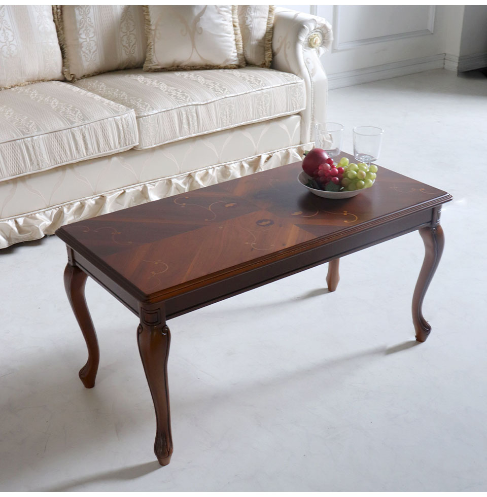 イタリア製クラシカル家具 象嵌細工 猫脚 ネストテーブル 大 幅56cm