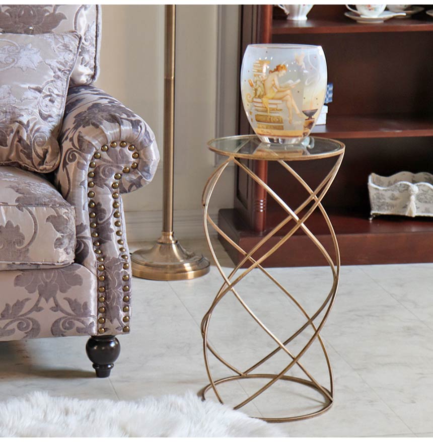 アンティーク 真鍮カフェテーブル サイドテーブル 花台 大理石