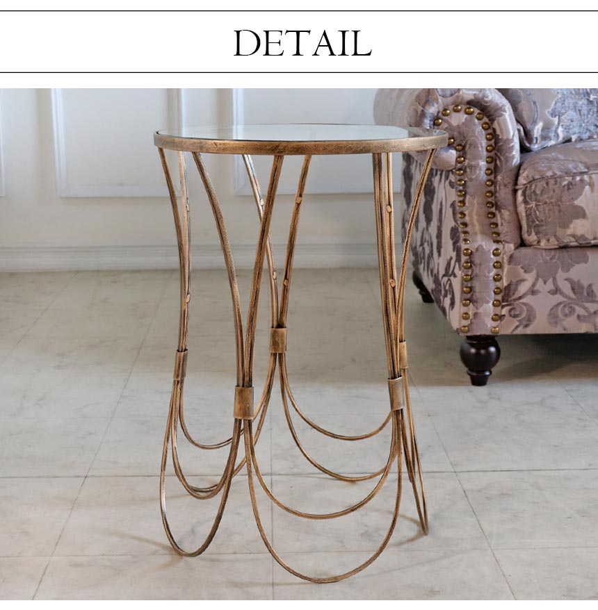 アンティーク】アイアンフレーム ガラステーブル サイドテーブル