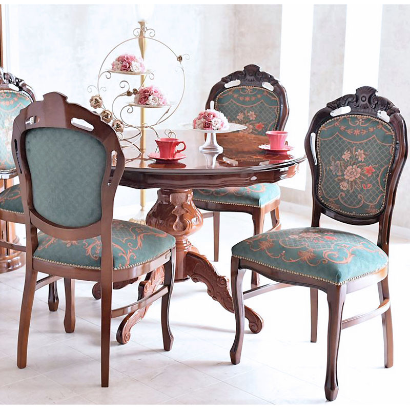 G1888イタリア高級象嵌細工 ラウンドダイニングテーブル（直径110cm