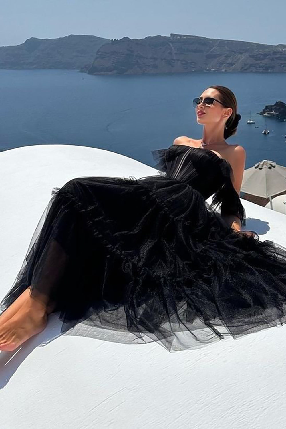 ZAPAKA Women Black Cocktail Dress A-Line Tulle Sweetheart