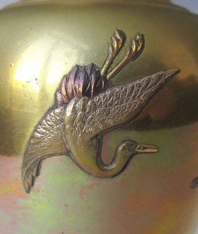 工芸品 Japanese Bronze Glazed Vase with Handles Japanese Bronze