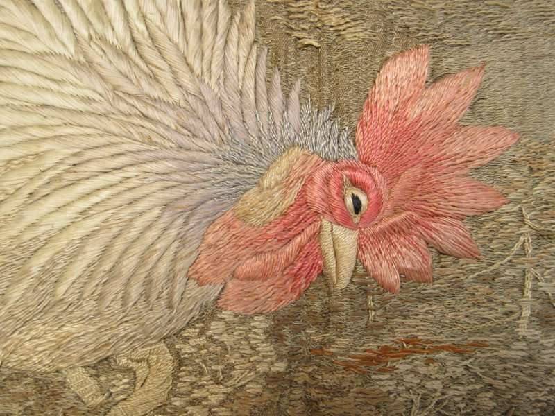 Japanese Antique Embroidered Silk Wall Hanging - Zentner Collection