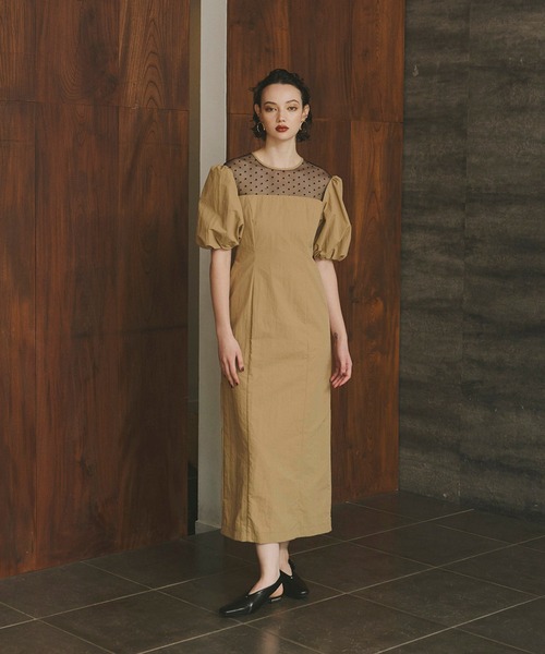 ANDRESD ドレス デコルテドットドレス / decollete dot dress