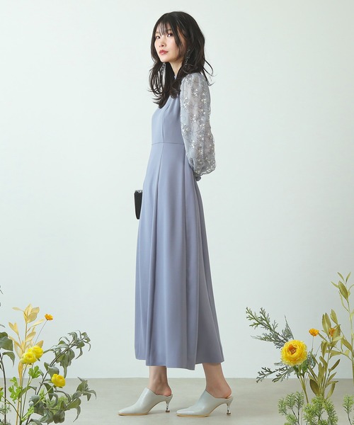 Kana ドレス 刺繍 シアー トライアングルデザイン エンブロイダリー