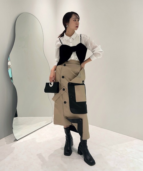 Leja（レジャ） ドレス 「LEJA」2WAYリボンビスチェドットストーン