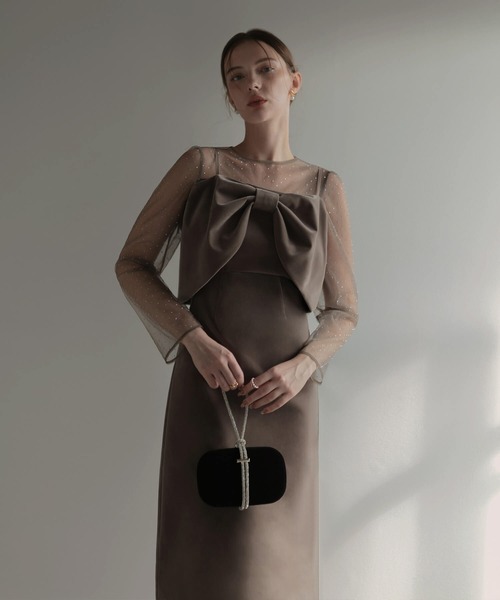Leja（レジャ） ドレス 「LEJA」2WAYリボンビスチェドットストーン