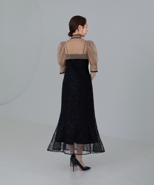 Leja（レジャ） ドレス 「LEJA」スパンコール刺しゅうボタニカル