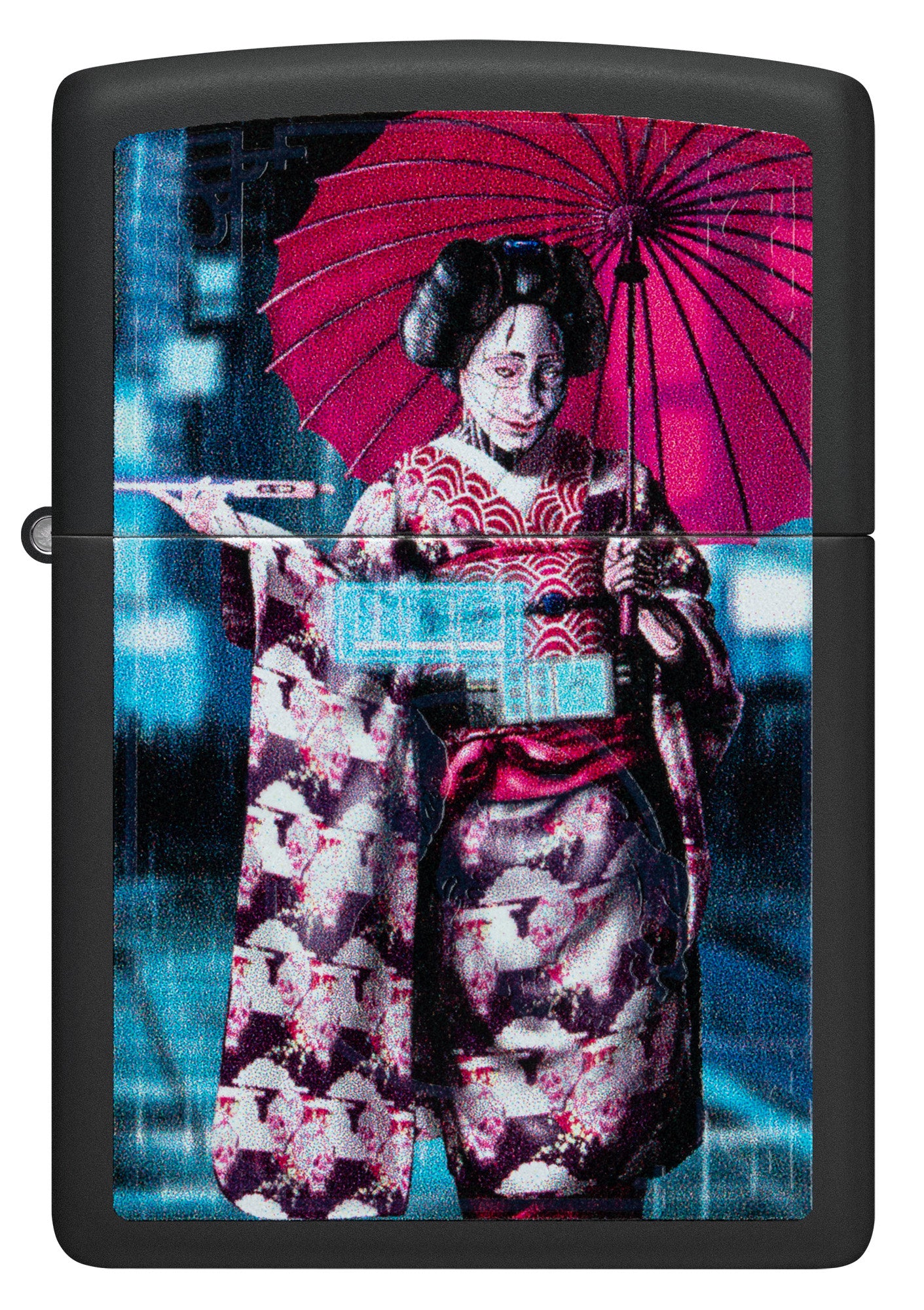 Zippo Black Light Cyber Kimono Design Black Matte Windproof