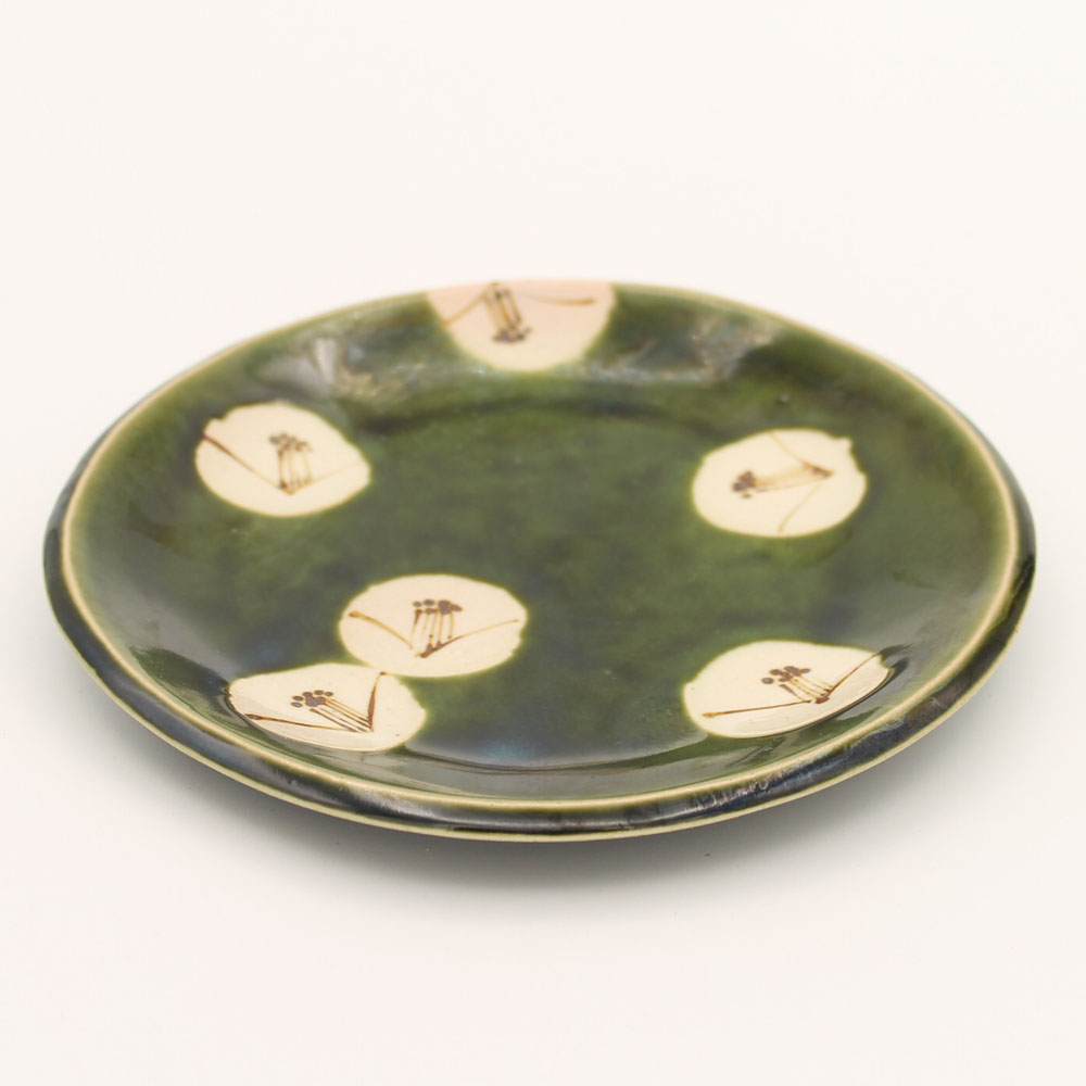 LE-31D 織部椿中皿 – 美濃焼・呉須赤絵・テーブルウェアの通販サイト