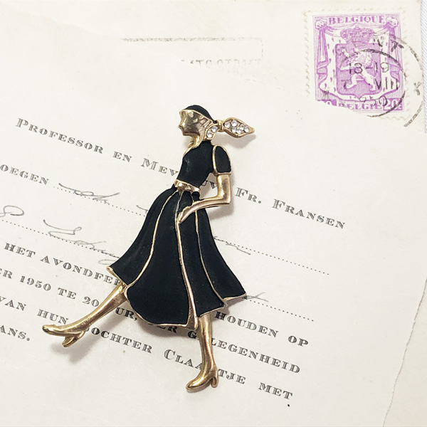 ヴィンテージパリジェンヌブローチ|アクトンアンティークジュエリー専門店