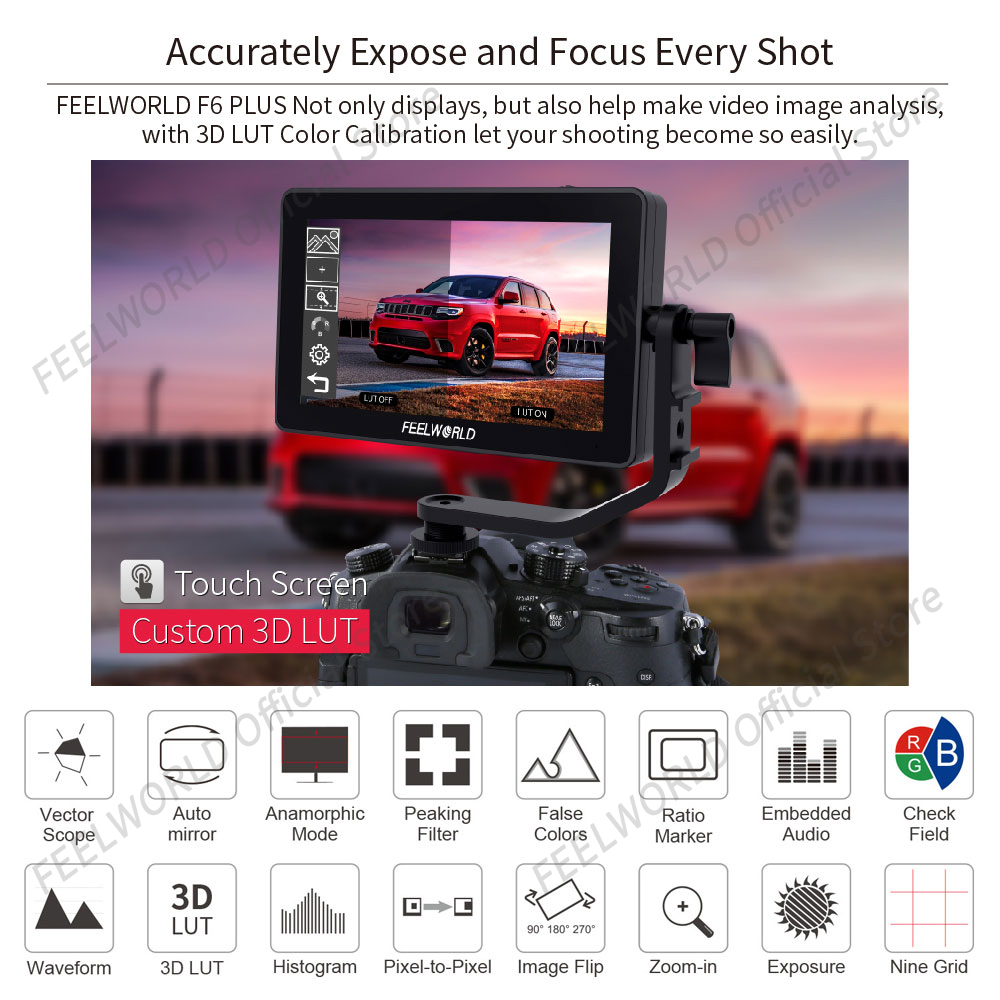 FEELWORLD F6 PLUS V2 6 Inch Camera DSLR Field Monitor 3D LUT Touch