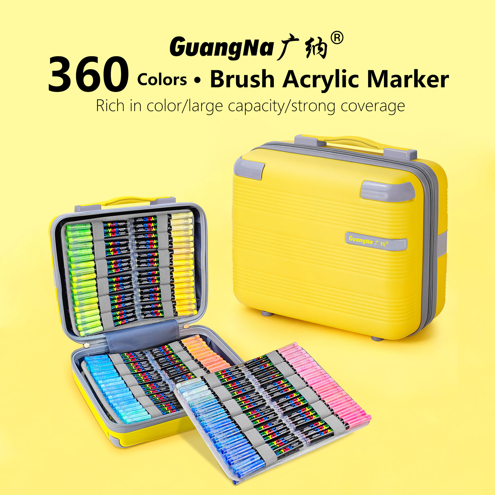 Guangna 360 288 Colors Acrylic Markers Brush Pens Fabric Rock