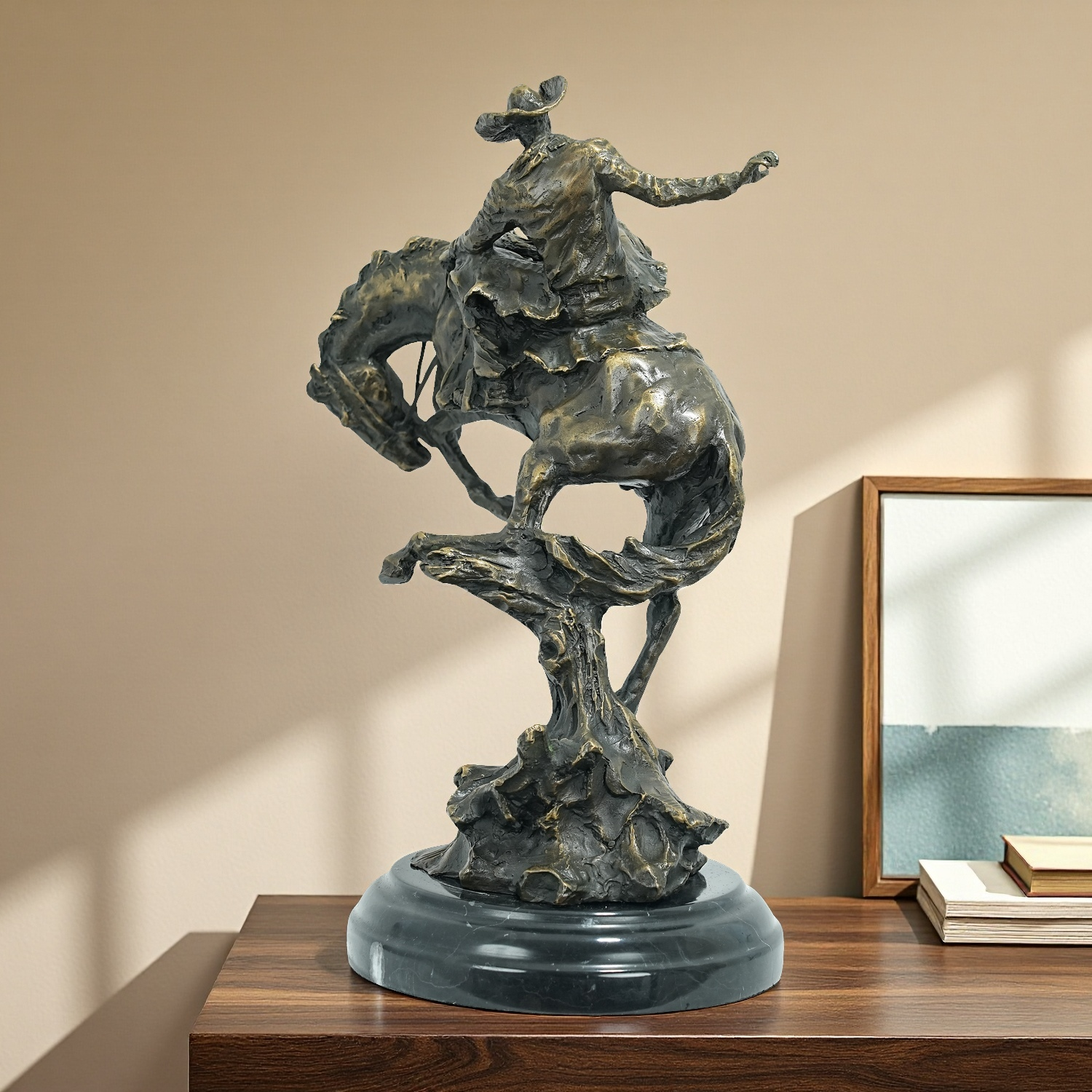 西洋美術ブロンズカウボーイ馬像にインスピレーションを得た有名な