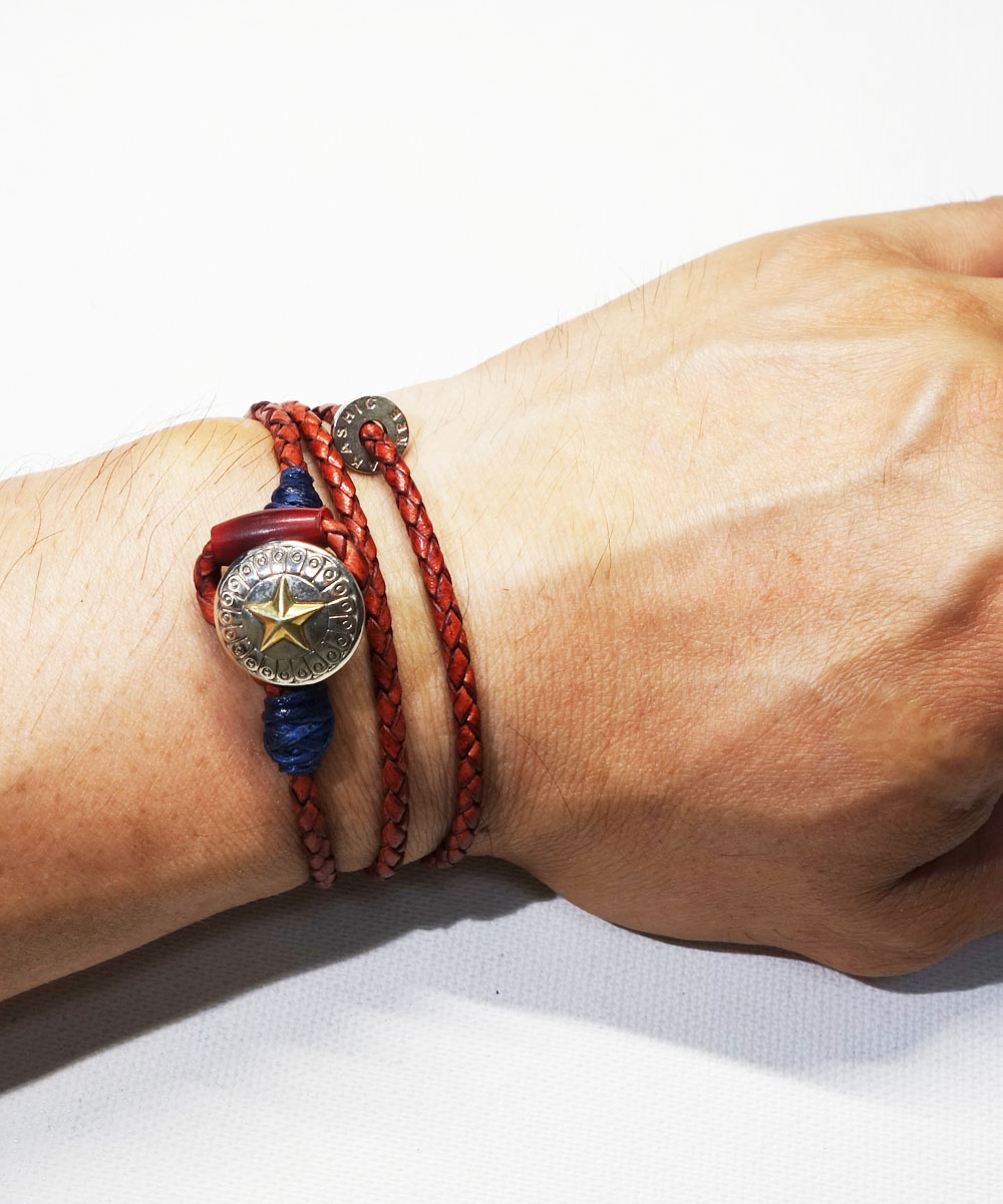 LEATHER CONCHO BRACELET(3重巻レザーコンチョブレスレット) ｜COLOR