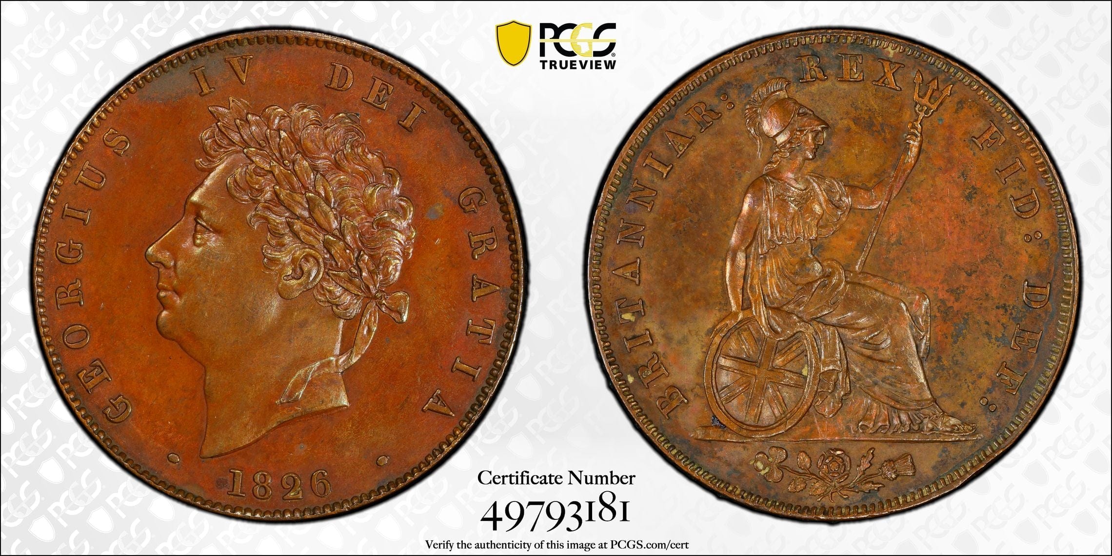 1826年 イギリス ジョージ4世 ハーフペニー銅貨 PR62 | 港区虎ノ門の
