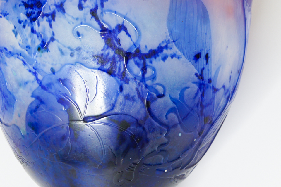 エミールガレ カメオ彫り 茶器 茶碗 ガラス 置物 花柄 朝顔 マルチ