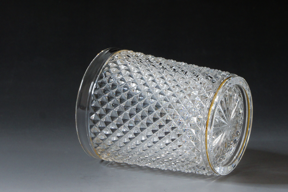 オールド・バカラ 鱗カット装飾 金彩 トレー ゴールド クロコ アンティーク