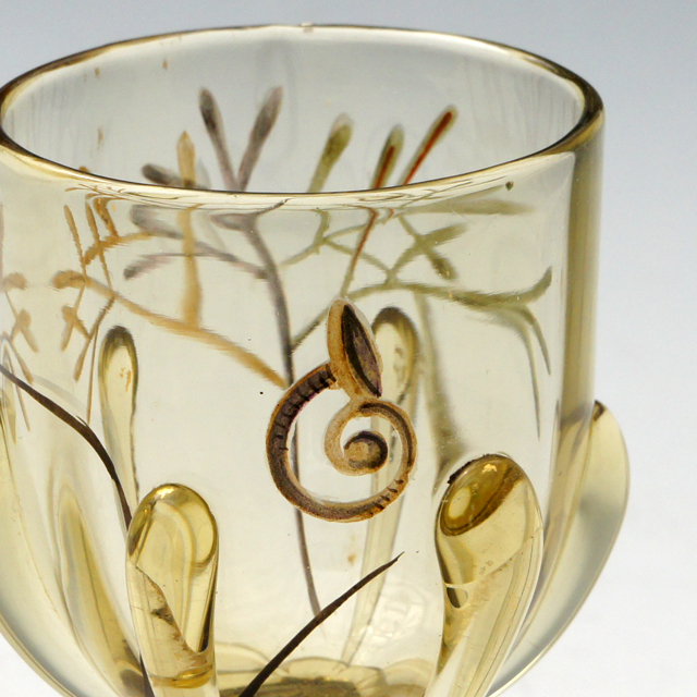エミール・ガレ 金彩装飾 オリーブ文様 シャンパンカップ エミール