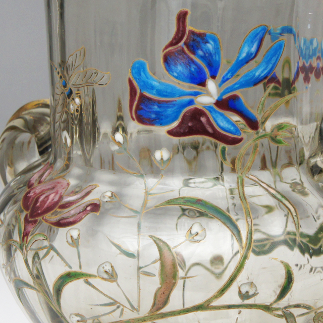 エミール・ガレ「蜻蛉にアイリス文双耳花瓶」《アンティックかとう》