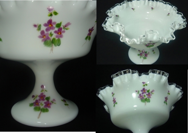 フェントン シルバークレスト ミルクガラス&ビオラのコンポート[AW0785]