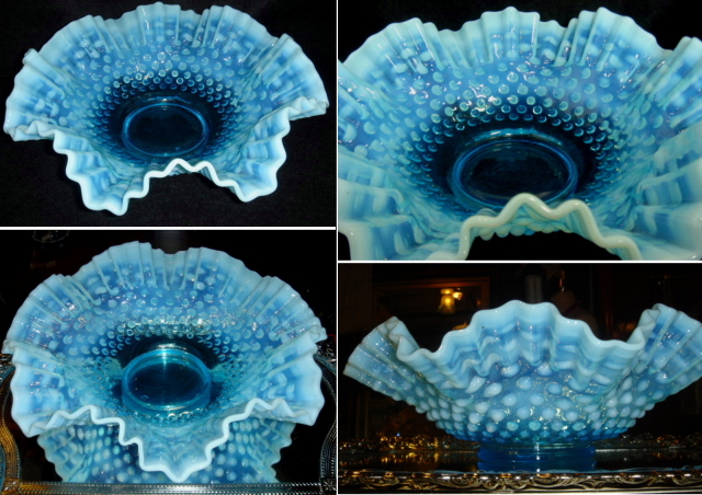 50sアメリカンアンティーク フェントン社Fentonブルーオパールセント